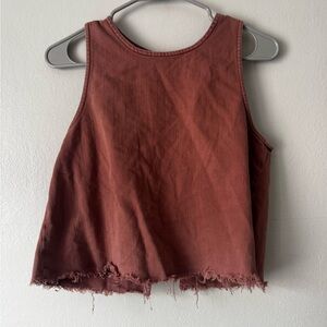 Aerie Frayed Hem Crop Top - Rust